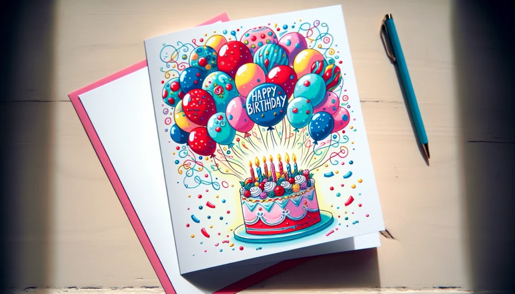 A colorful birthday card with belated birthday wishes