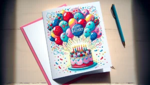 A colorful birthday card with belated birthday wishes