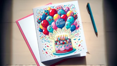 A colorful birthday card with belated birthday wishes