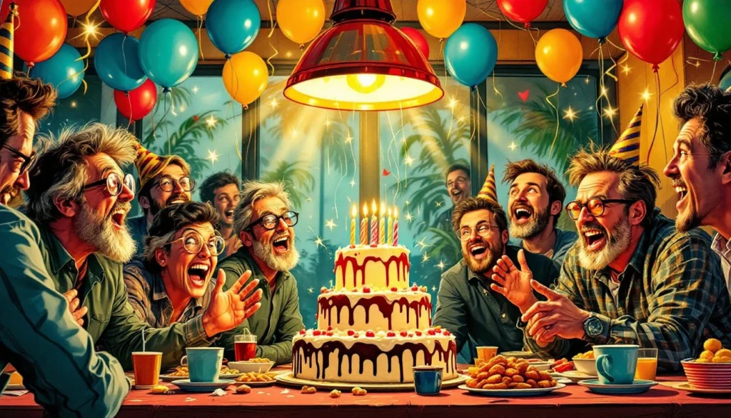 A group of enjoying birthday party games for adults.