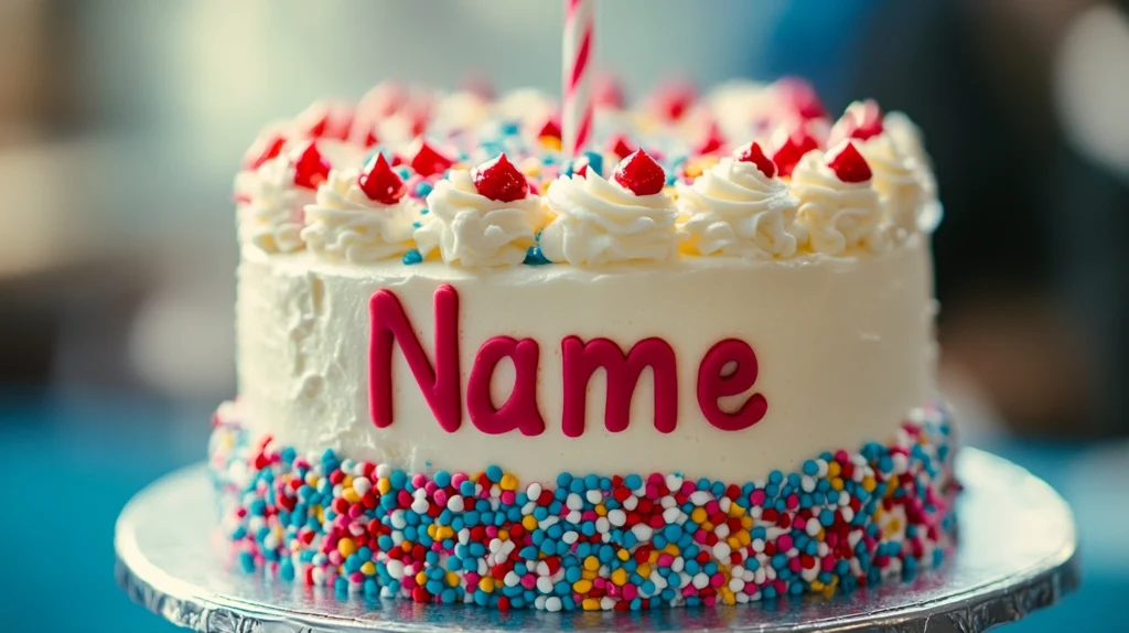 The traditional birthday name cake