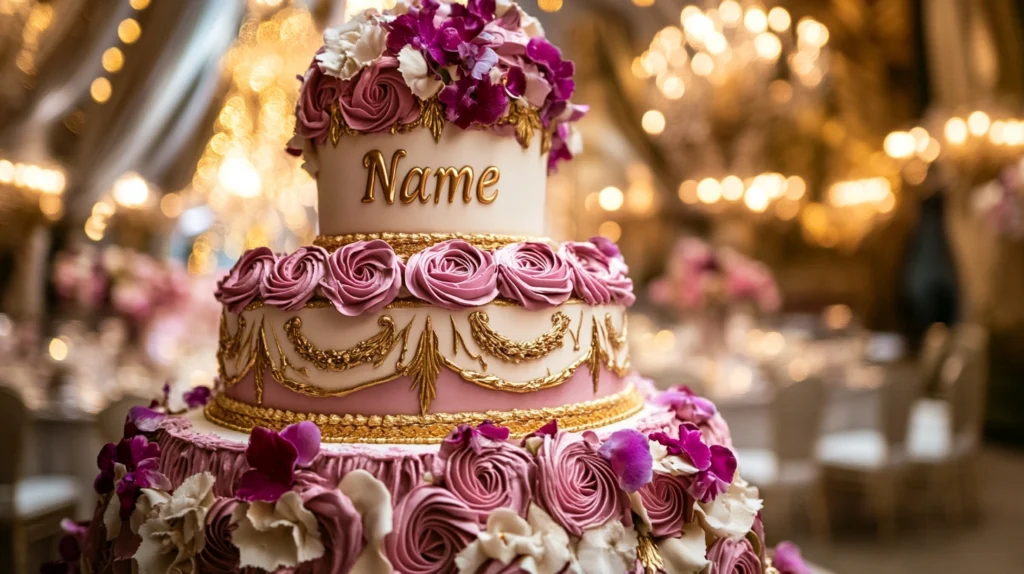 extravagant cake with name example